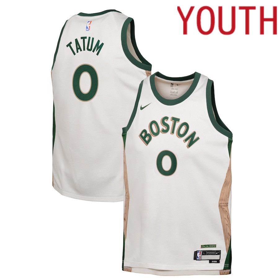 Youth Boston Celtics #0 Jayson Tatum Nike White City Edition 2023-24 Swingman Replica NBA Jersey->->Youth Jersey
